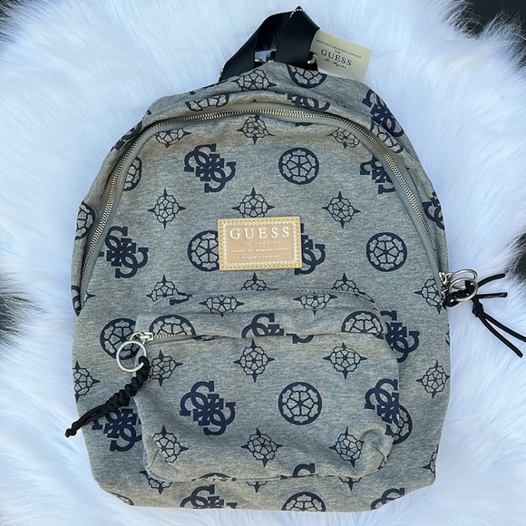 New Guess Monogram Office Cotton Backpack - Picture 2 of 6